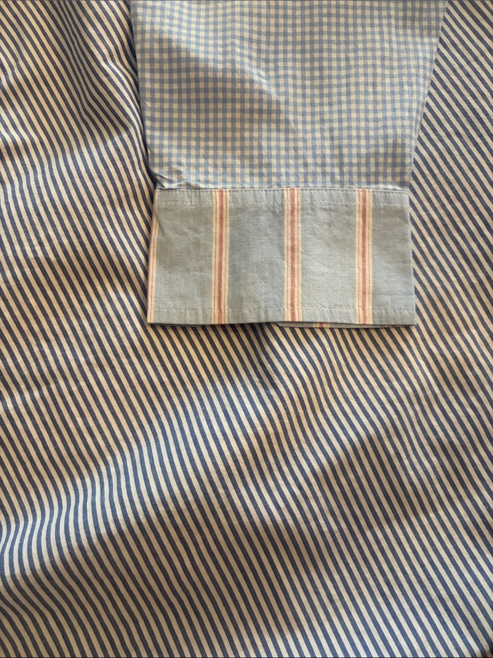 Lane Bryant Patchwork Button-Down Shirt in Light Blue, White & Red Gingham - Picture 7 of 7
